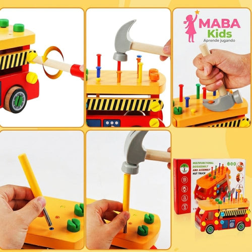 Camión de herramientas didáctico de madera desarmable