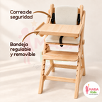Silla de Comer Evolutiva Montessori de Madera Color Rosa y Perla