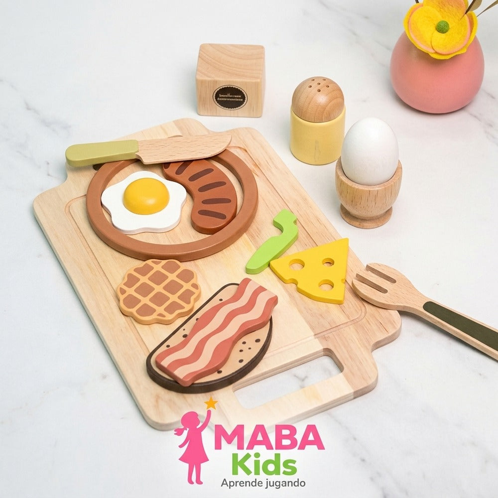 Set de desayuno educativo de madera Montessori