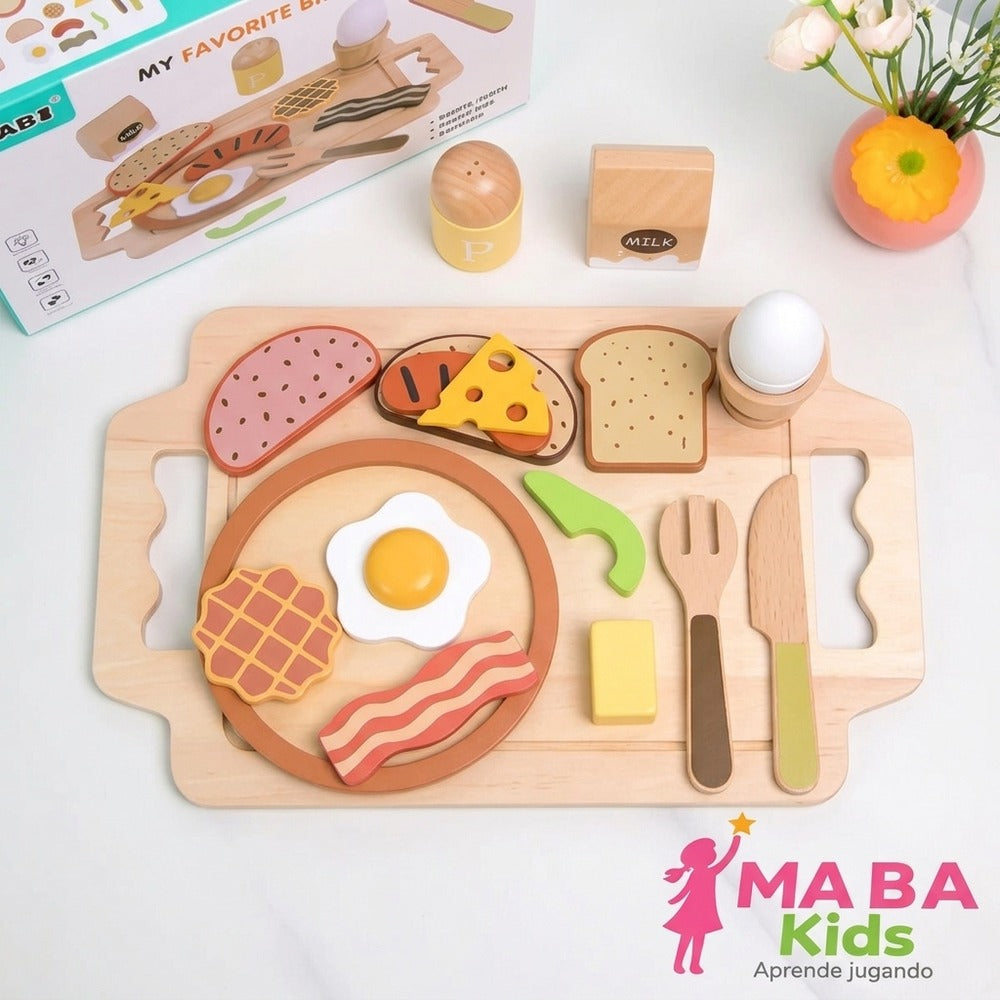 Set de desayuno educativo de madera Montessori