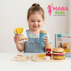 Set de hamburguesa y papas de madera Montessori