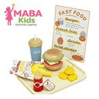 Set de hamburguesa y papas de madera Montessori