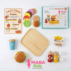 Set de hamburguesa y papas de madera Montessori