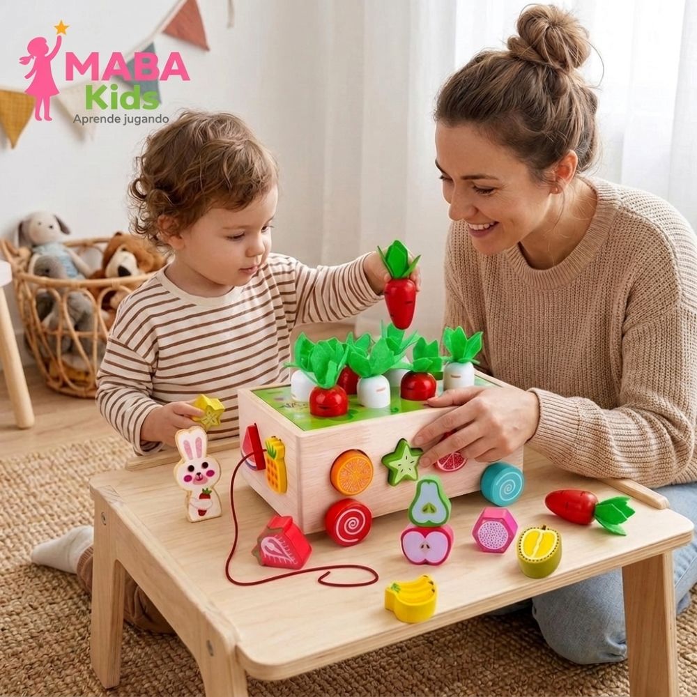 Cubo didáctico de madera para encajar