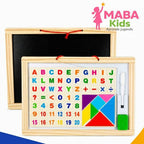 Pizarra didáctica de madera doble cara magnética y tiza Montessori