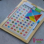 Pizarra didáctica de madera doble cara magnética y tiza Montessori