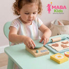 Set de repostería de madera con galletas y balanza Montessori