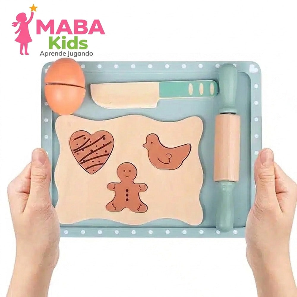 Set de repostería de madera con galletas y balanza Montessori