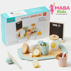Set de té con limón y pizarra de menú Montessori