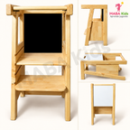 Torre de Aprendizaje Evolutiva 4 en 1 con pizarra reversible Montessori.