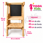 Torre de Aprendizaje Evolutiva 4 en 1 con pizarra reversible Montessori.