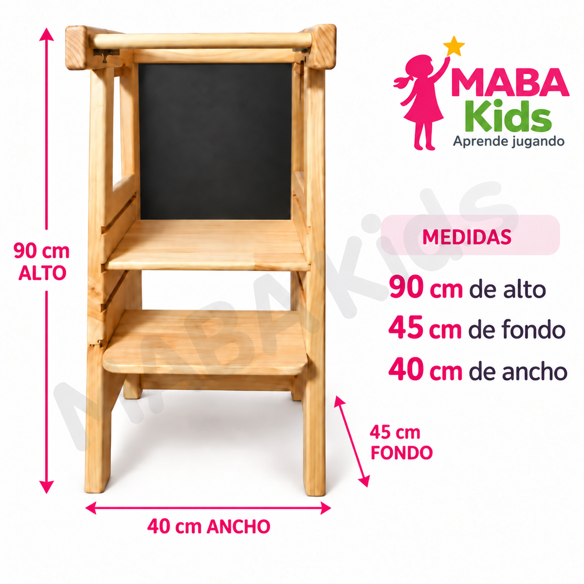 Torre de Aprendizaje Evolutiva 4 en 1 con pizarra reversible Montessori.