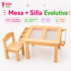 Mesa Evolutiva Sensorial Montessori + 1 Silla Evolutiva