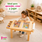 Mesa Evolutiva Sensorial Montessori + 1 Silla Evolutiva